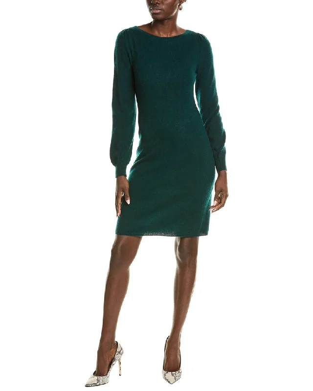 sofiacashmere Jersey Femme Sleeve Boat Neck Cashmere Sweaterdress Long Sleeve Sweater Dress