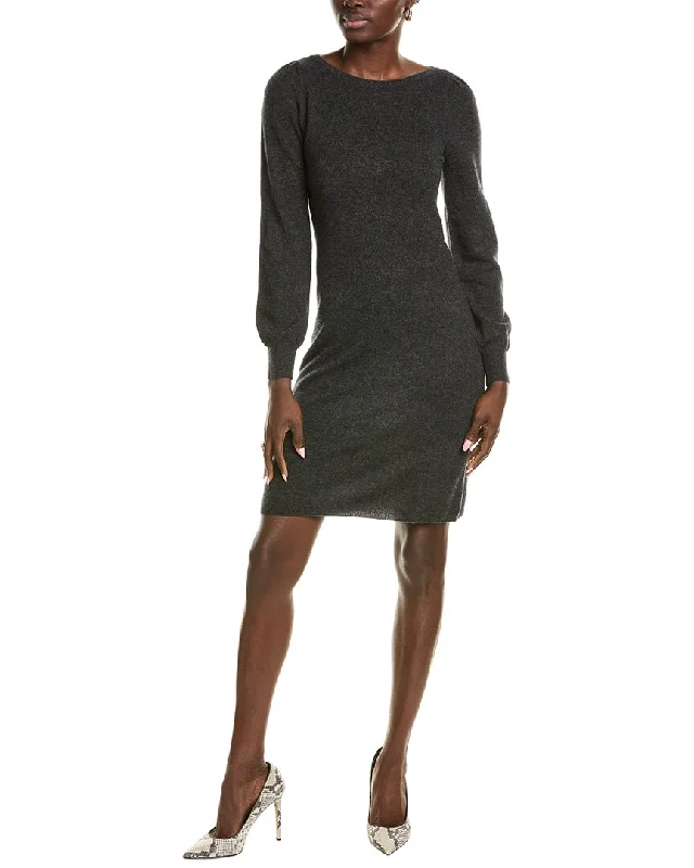 sofiacashmere Jersey Femme Sleeve Boat Neck Cashmere Sweaterdress Sleek Sweater Dress