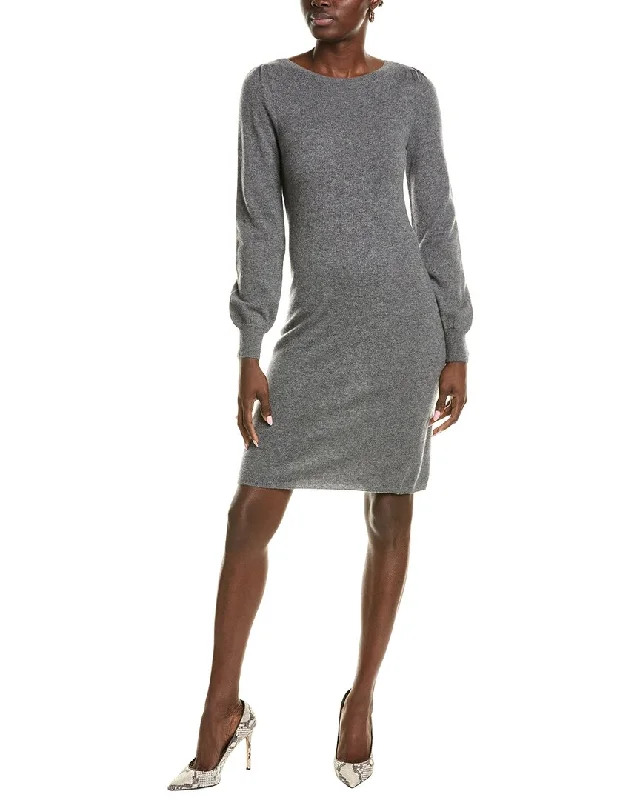 sofiacashmere Jersey Femme Sleeve Boat Neck Cashmere Sweaterdress Simple Sweater Dress