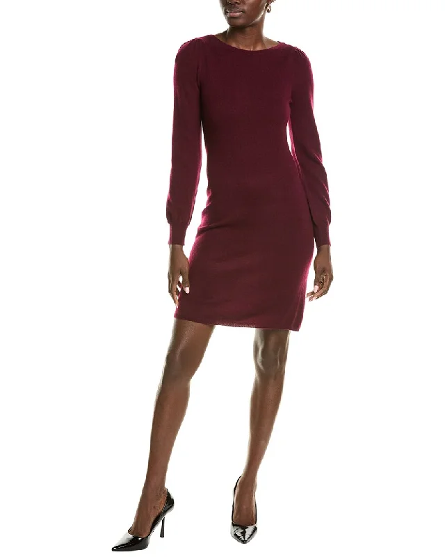 sofiacashmere Jersey Femme Sleeve Boat Neck Cashmere Sweaterdress Chunky Sweater Dress