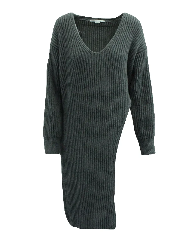 Stella McCartney Side Slit Sweater in Grey Cashmere Soft Knit Sweater