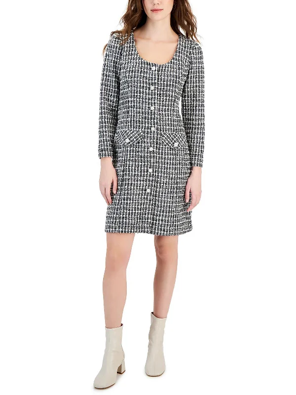 Womens Woven Above Knee Sweaterdress Soft Wool Sweater