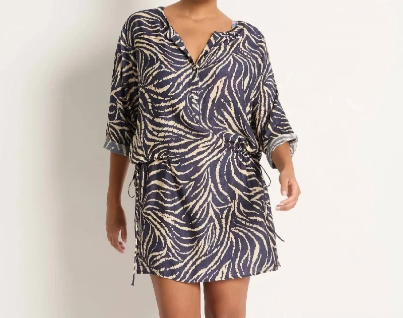 3/4 Sleeve Shirt Dress In Mesura Silk Shirt Dress