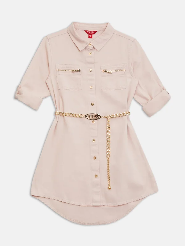 Elina Shirt Dress (7-14) Satin Shirt Dress