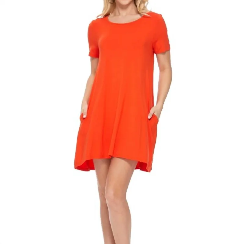 T Shirt Pocket Dress In Orange Shirt Dress Outfit