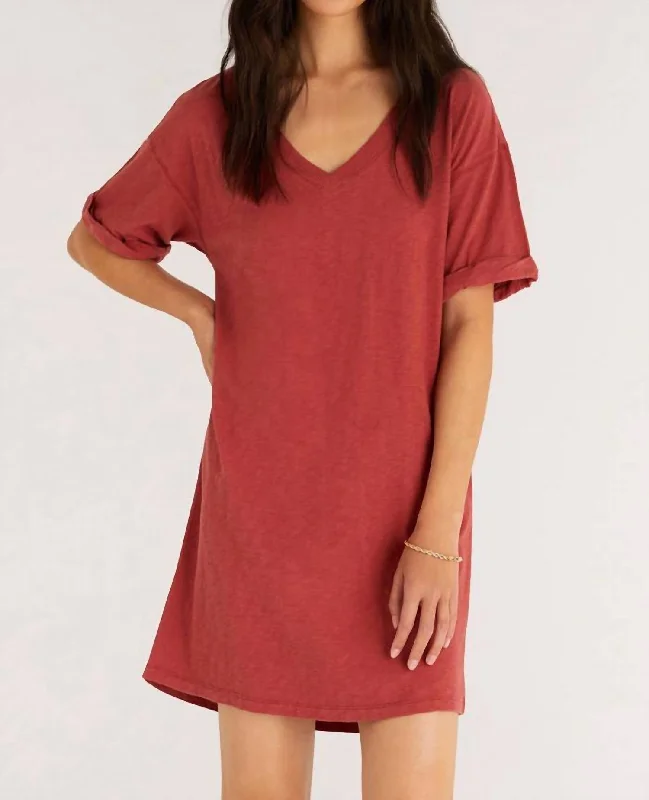 V-Neck T-Shirt Dress In Rogue Linen Shirt Dress